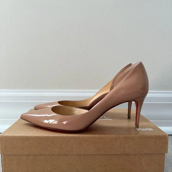Christian Louboutin D'orsay Patent Nude Iriza 70mm Heels - Picture 4 of 9